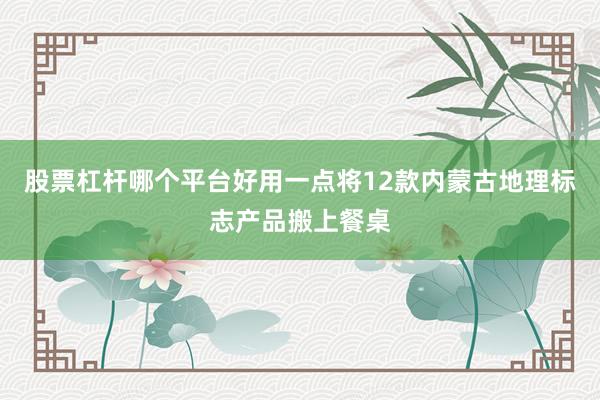 股票杠杆哪个平台好用一点将12款内蒙古地理标志产品搬上餐桌